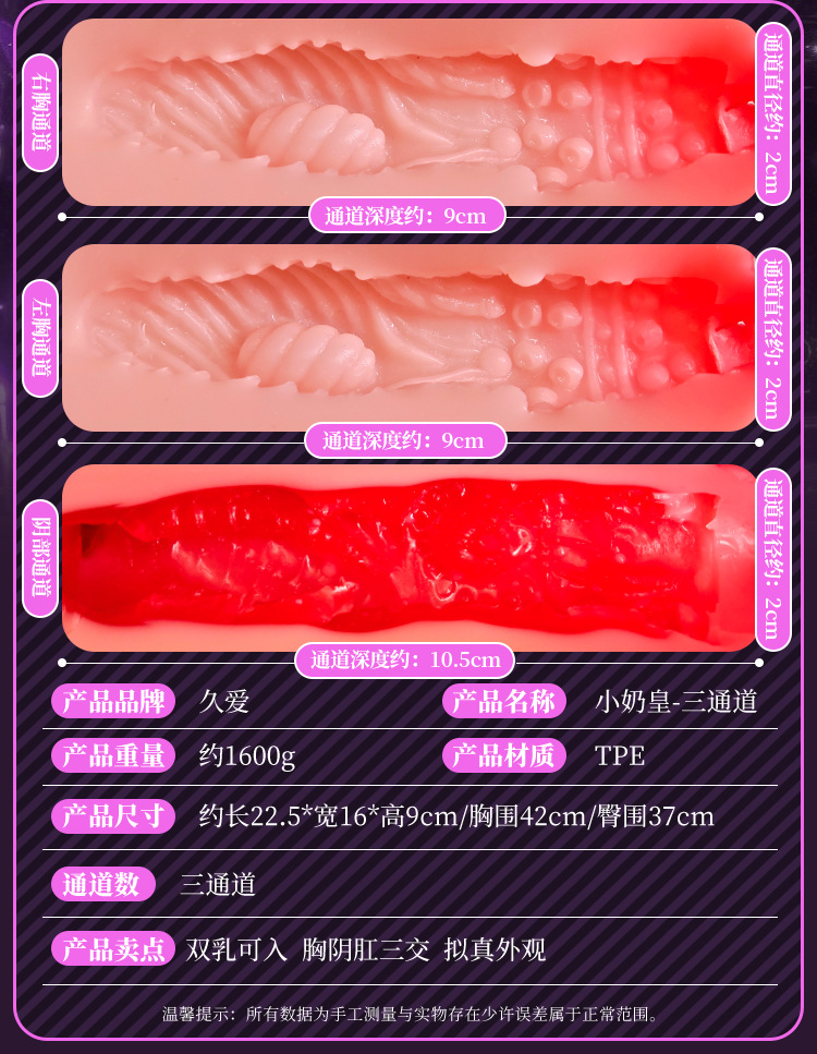Male Masturbator Half-Body Doll TPE Manual Multi-Channel Airplane Cup — detail image 18