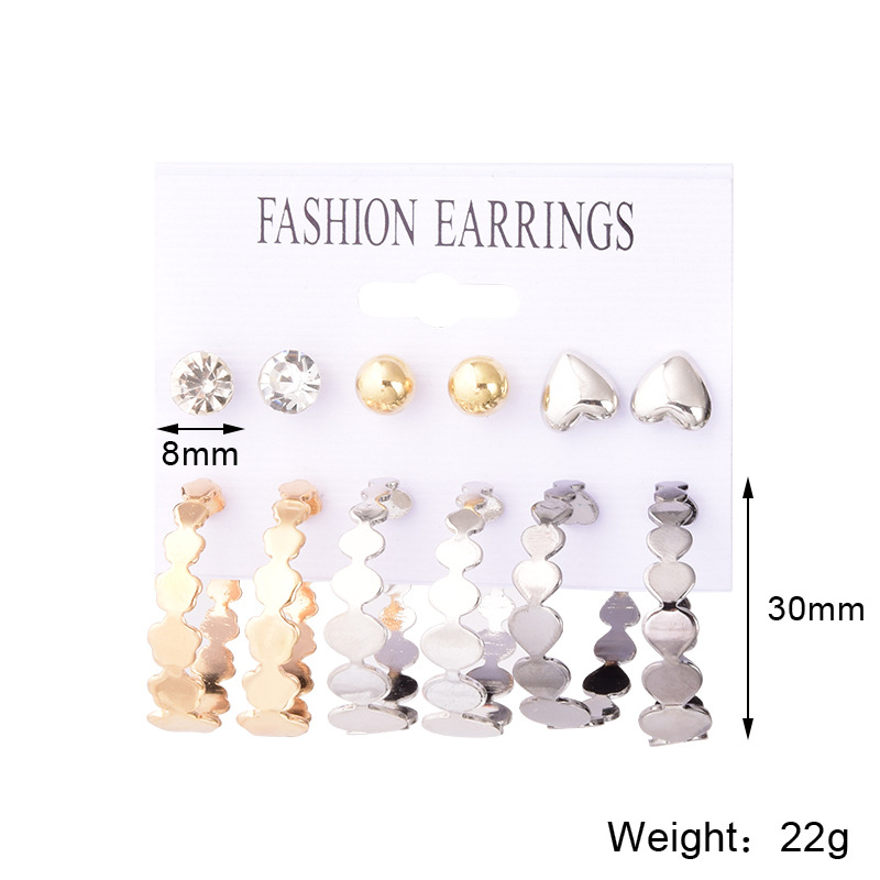 Fashion Round Heart Shape Alloy Plating Inlay Rhinestones Pearl Womenu0027S Earrings 1 Set