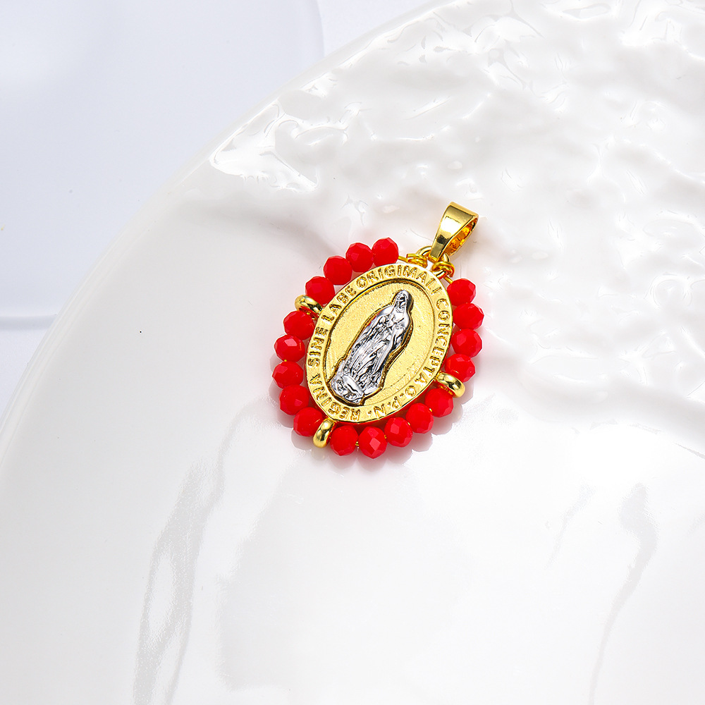 Moda europea y americana hecha a mano cristal oval de dos colores colgante colgante de bronce temperamento colgante de retrato