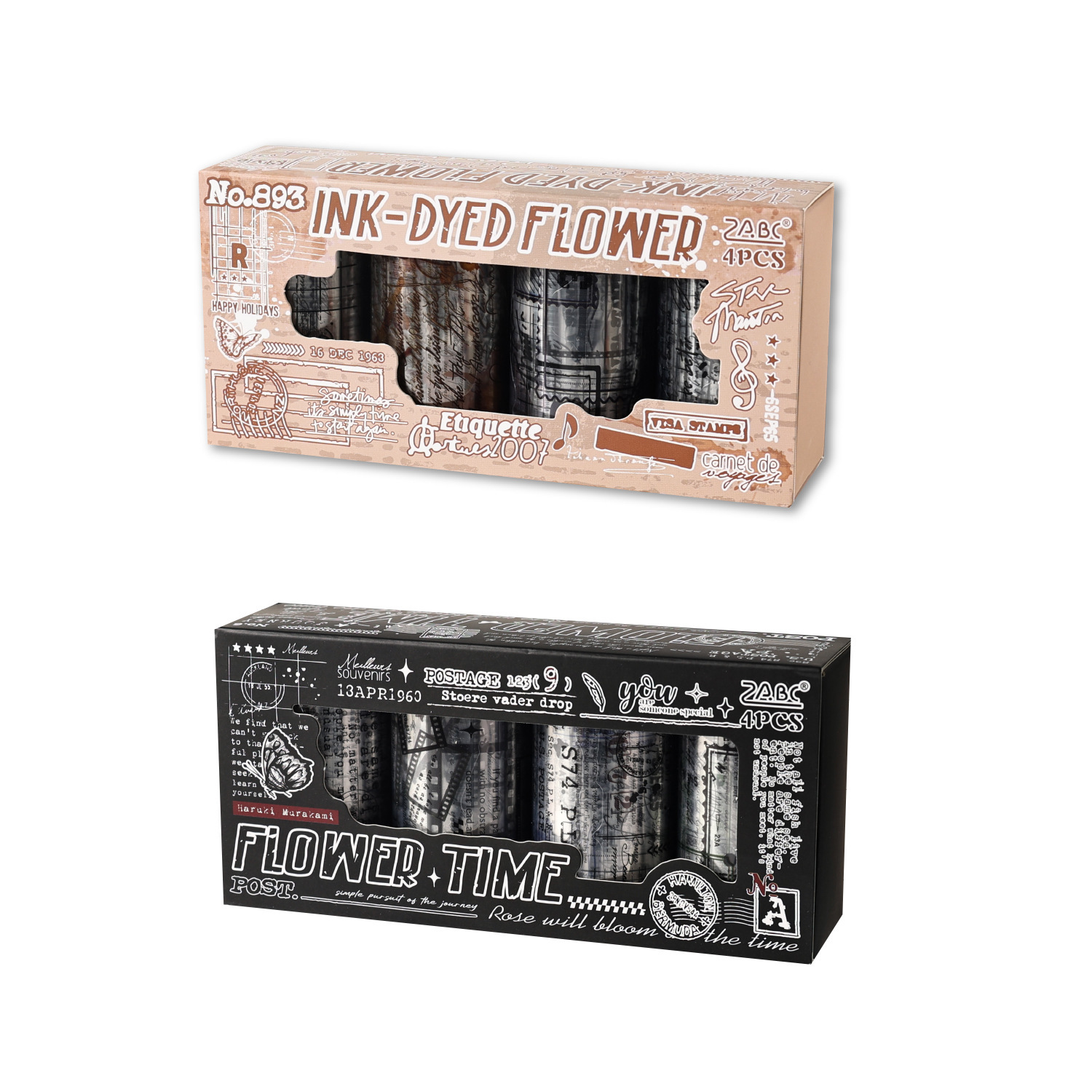 Cartas del pasado, cinta adhesiva impermeable transparente, caja de bricolaje, diario de cuenta manual, pegatinas, matasellos en inglés transfronterizo, pegatinas de paisajismo