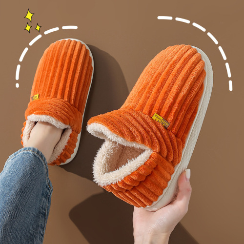 Women's and Men's Cotton Slippers with Padded Heel, Warm and Non-slip for Indoor Home Use, Fuzzy and Fleece-lined for Postpartum Care