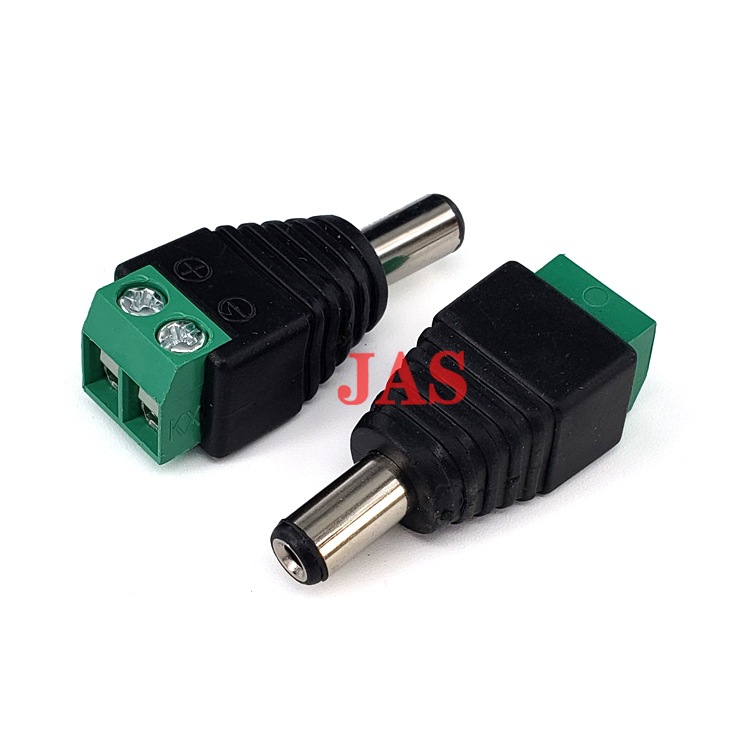 厂家供应全铜螺丝免焊接绿色端子5.5*2.5 mm监控电源12VDC公头