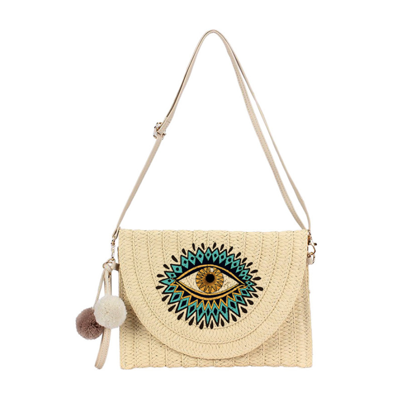 Cross-Border New Style Devil Blue Eyes Printed Pattern Envelope Bag European and American Retro Eye Design Women's Shoulder Woven Bag Cross-Border New Style Devil Blue Eyes Printed Pattern Envelope Bag European and American Retro Eye Design Women's Shoulder Woven Bag
