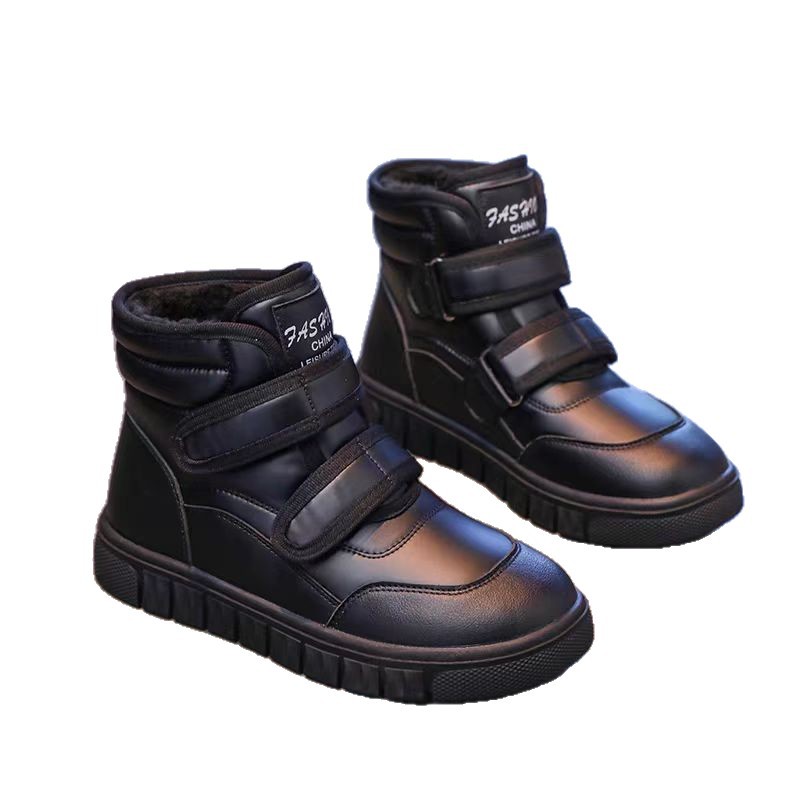 Botas de nieve para niñas 2025 invierno nuevo tipo de botas de algodón impermeables para niños mayores botas cortas de lana para calentar la tendencia de zapatos de algodón grandes