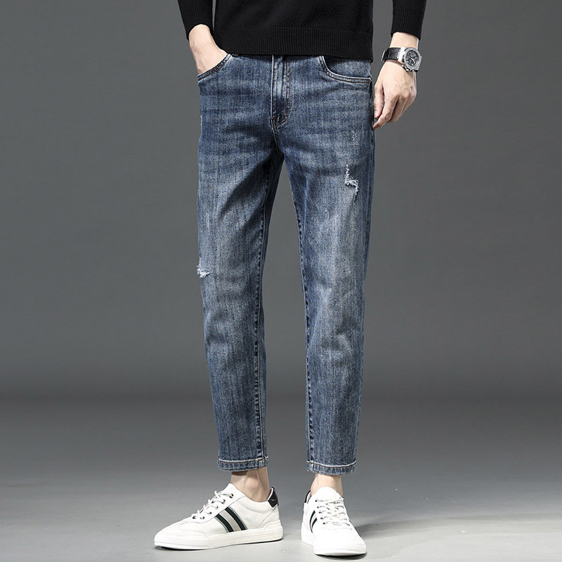 2026 Spring New Men's Ripped Straight Loose Cropped Jeans Men's Slim Fit Skinny Jeans 2026 Spring New Men's Ripped Straight Loose Cropped Jeans Men's Slim Fit Skinny Jeans