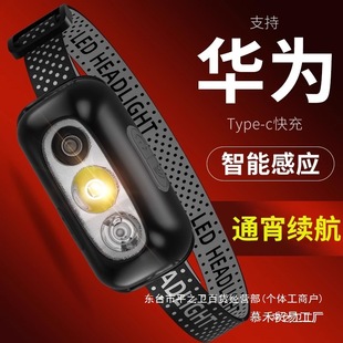 Headlamp with Strong Light, Rechargeable, Head-Mounted, for Night Fishing, Outdoor Lighting, Ultra-Long Battery Life, Sensor, Small Battery, Night Fishing Light