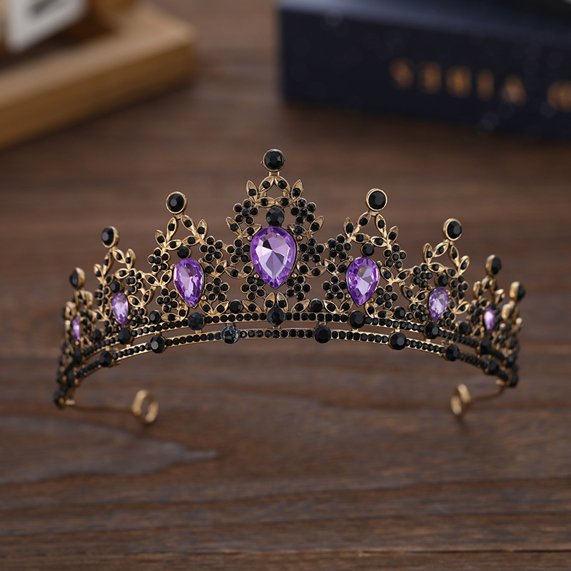 Corona de novia europea y americana color transfronteriza diamante banda de pelo barroco aleación corona vestido de boda accesorios para el cabello