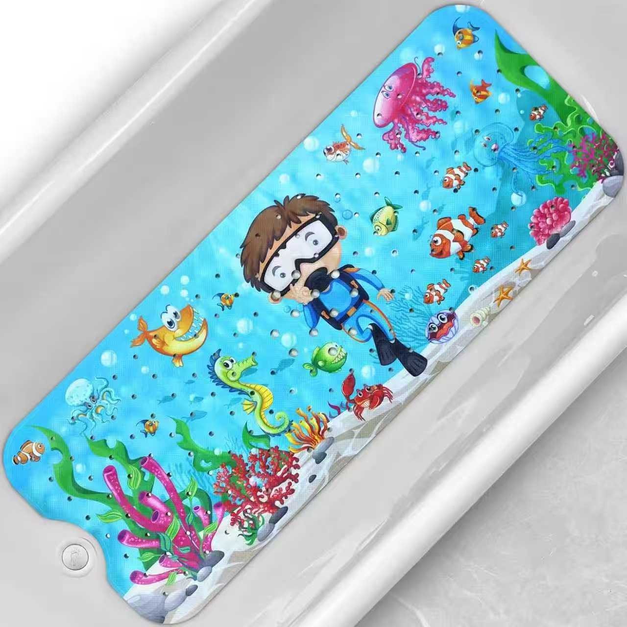 Alfombrilla antideslizante para baño con diseño de océano de dibujos animados para niños de Amazon, alfombrilla antideslizante para piscina, baño, alfombrilla antideslizante