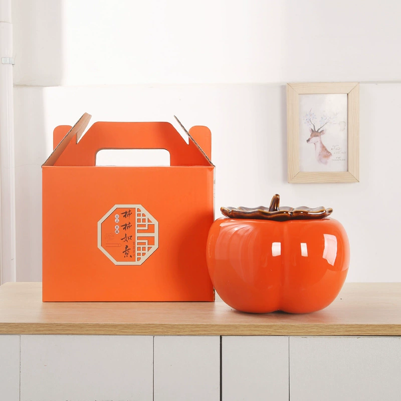 Люкс-легкая керамическая persimmon чайная банка для свадьбы конфетная банка свадебные украшения, засушенные фрукты хранения