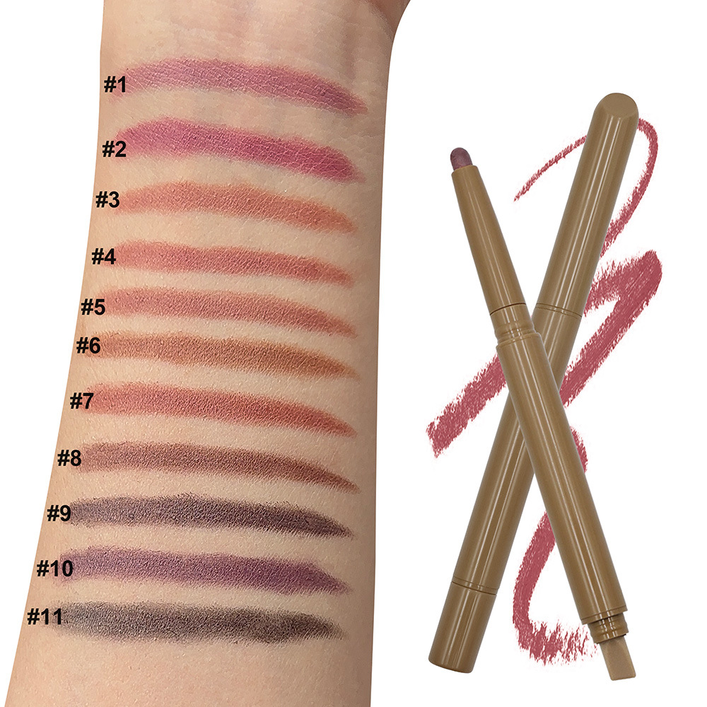 Cross-border bestseller: 11-color matte, dual-ended, silky-smooth peptide lip liner and nude lipstick, available in stock, no logo