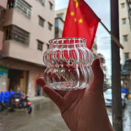 自制*胖鼓鼓玻璃杯*ins韩风苏打饮料水杯大容量水果茶杯冷饮杯子