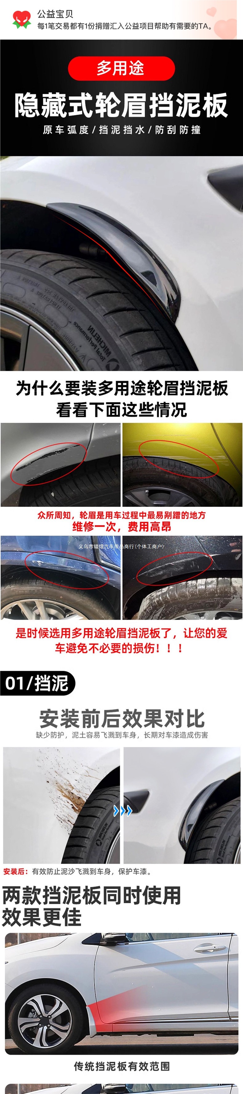 Universal wide-body fender flares for sedans/SUVs, car modification, no-drill installation, air deflectors, anti-collision strips, decorative accessories