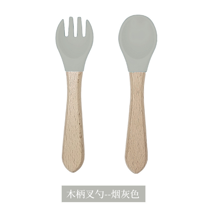 스모크 그레이 우드 포크와 스푼