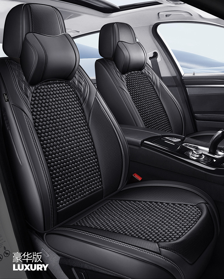 2025 Manufacturer Wholesale New Nappa Leather Diamond Seat Cover Ice Silk Four-Season Universal Car Five-Seater Cushion Seat Cover