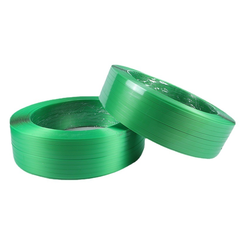 Fabricante en stock 1608 materia prima verde correa de acero de plástico transparente 1910 correa de embalaje 1606pet correa de embalaje de acero de plástico