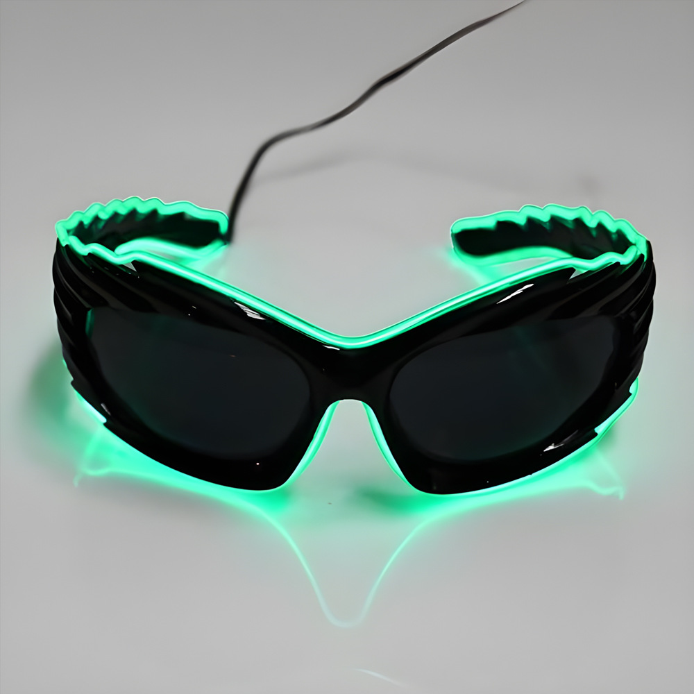 Europa y Estados Unidos transfronterizos fiesta LED gafas de luz de moda cyberpunk bungee línea de luz de sol gafas de sol de tecnología