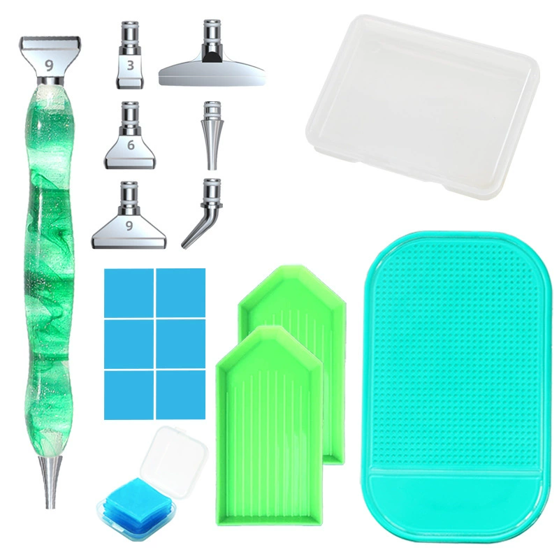 Diamond Pen Tool Set, Multi-Color Handle, Metal Heads & Diamond Bits, Compact Case
