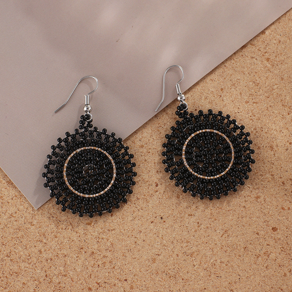 22g Weight Steel, Iron Ear Needle Material Drop Earrings Classification 1 Pair Quantity Holiday, Daily Occasion Seed Bead Material Geometric Pattern Women's Gender Beaded Design Bohemian Style 1 Pair Bohemian Geometric Beaded Seed Bead Drop Earrings 7