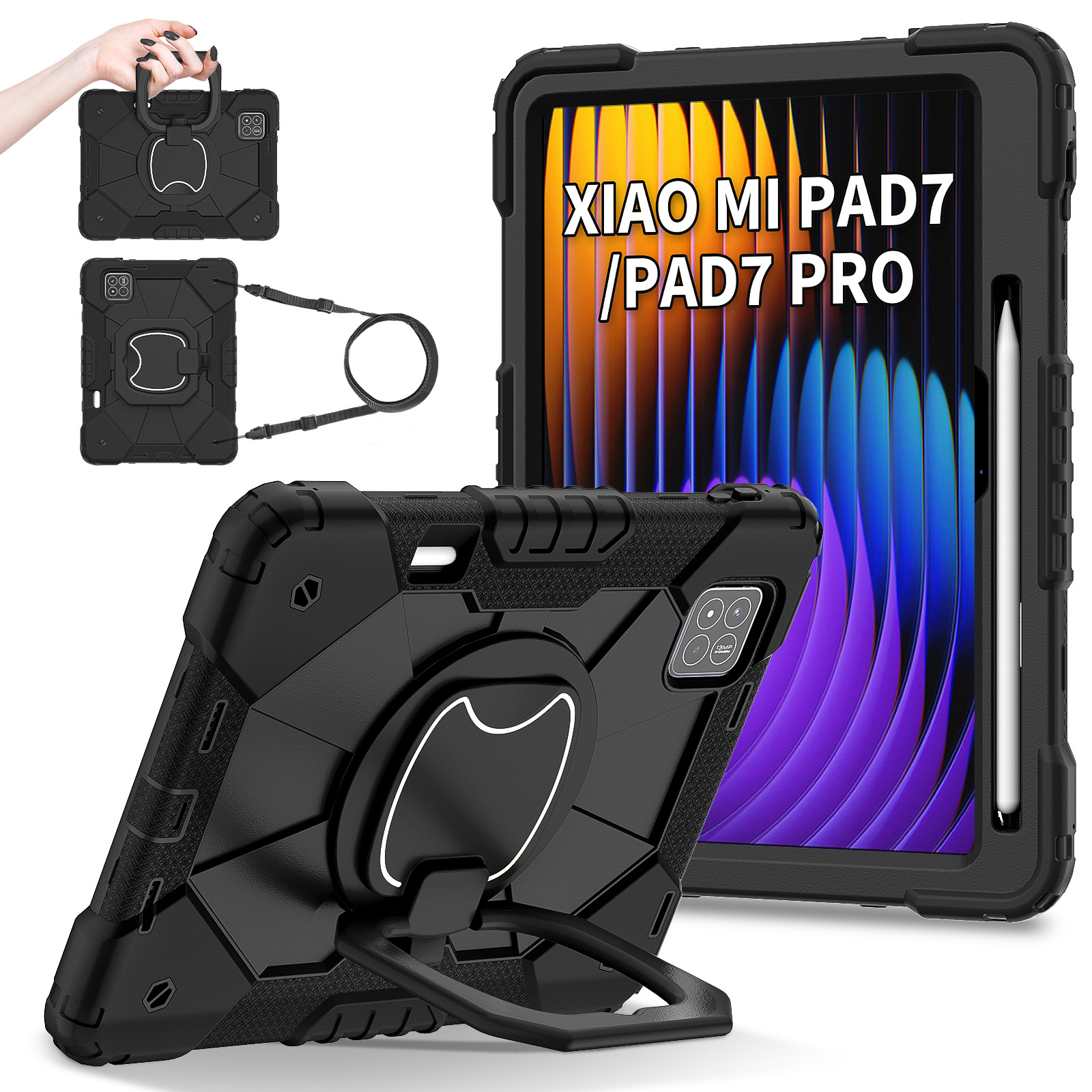Funda para Tableta con Ranura para Lápiz para Xiaomi Pad 7 / Pad 7 Pro, A prueba de golpes, Con soporte, Anti-caída