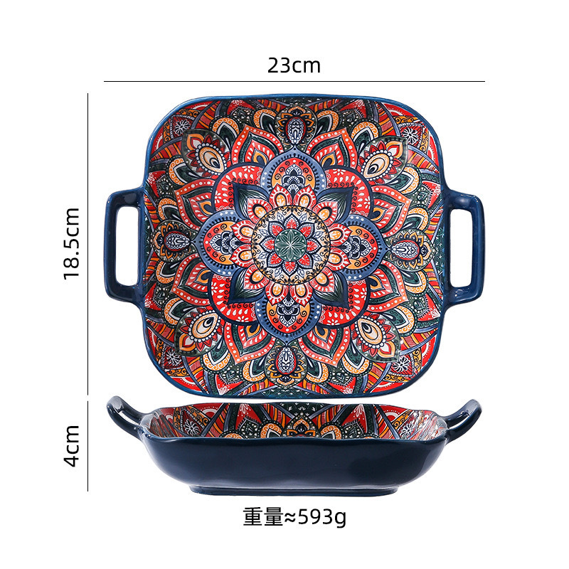 보헤미안 스퀘어 더블 이어 플레이트 [블루 스타일] 1팩