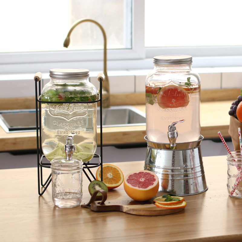 果汁玻璃罐带水龙头透明家用泡酒瓶子酵素桶饮料桶梅森罐密封罐
