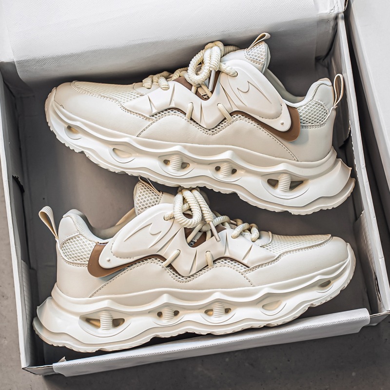 Nuevos zapatos de estilo de hombre de altura de suela gruesa, zapatos deportivos de cuero de marca de moda, aire en vivo, zapatos casuales de hombre para correr al aire libre