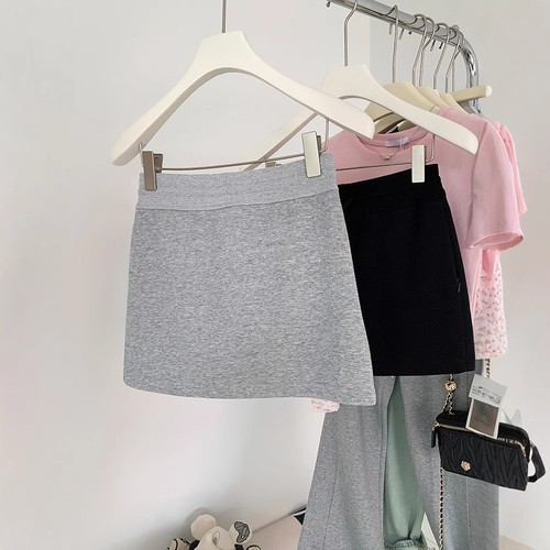 Korean Short Skirt Women's Spring and Summer Collection Korean Style Sporty A-line Casual High-Waisted Slimming Belted Skirt for Petite Women