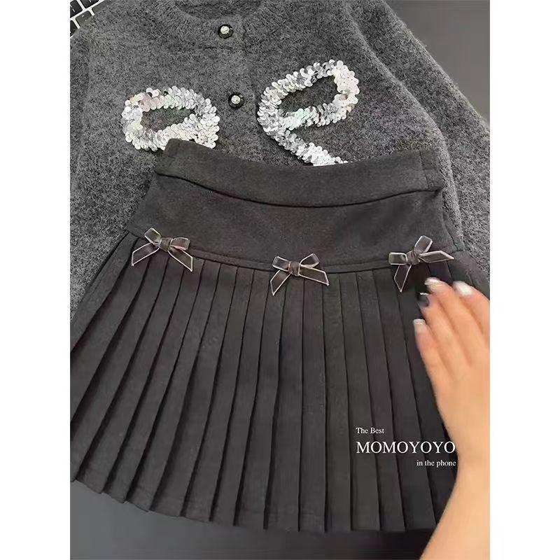织里童装女童秋季套装儿童2026新款洋气韩版开衫毛衣亮片半身裙两