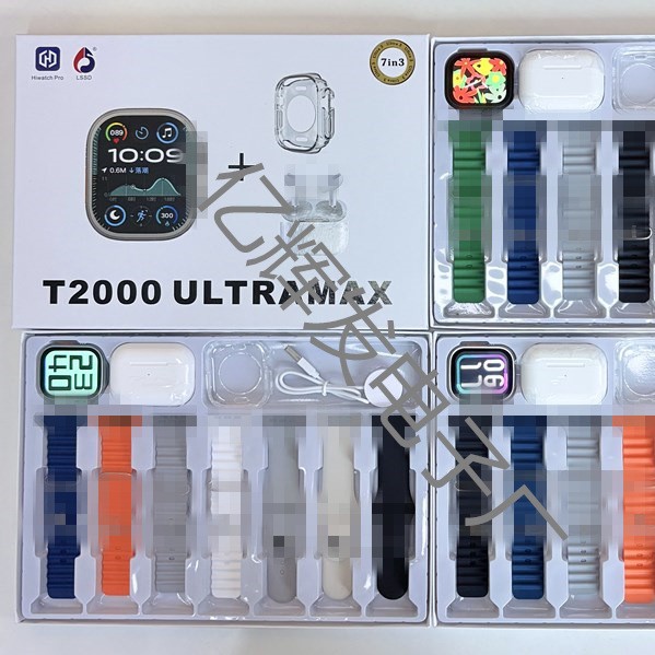 T2000Ultramax Smart Watch Bluetooth Call Message Reminder Sports Pedometer Heart Rate with Headphone Set Box