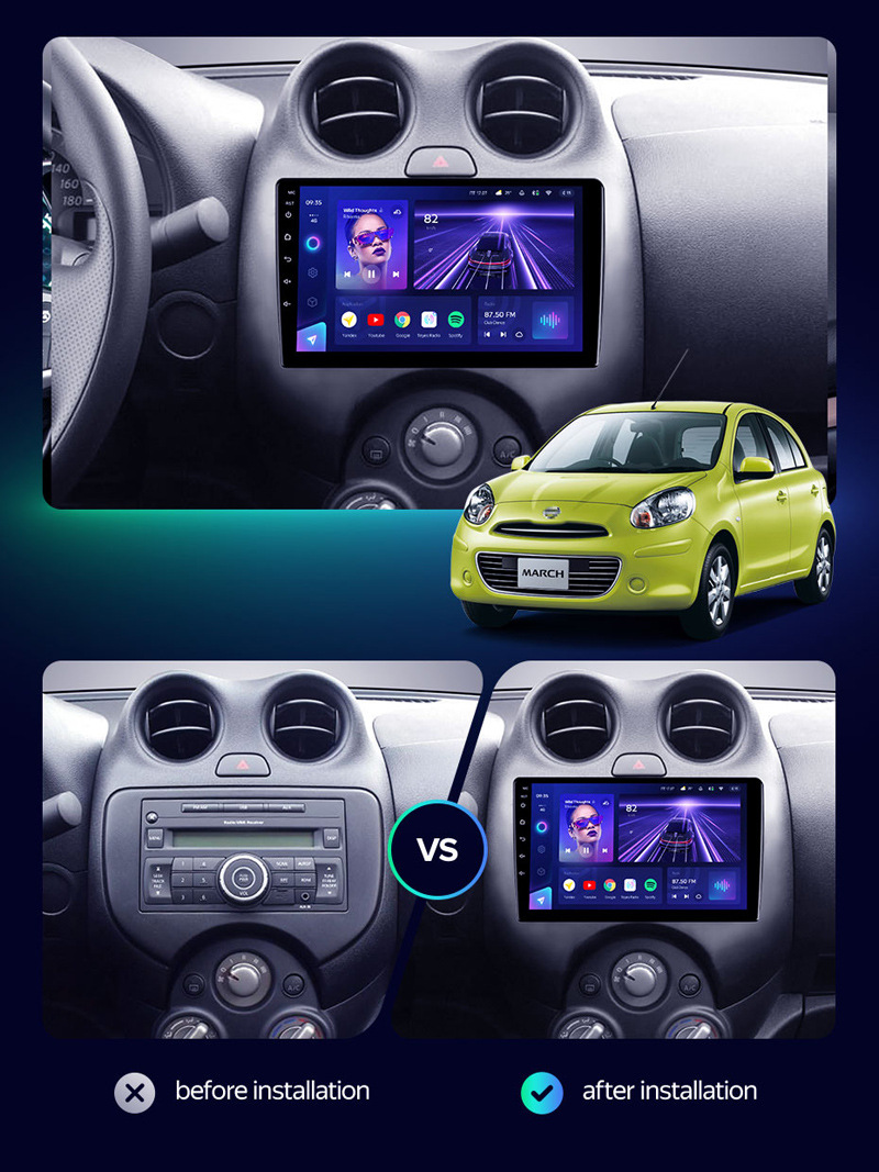 Suitable for Nissan March 10-15 Models Android Large-Screen Navigation Car Gps Central Control Screen Navigation All-In-One Machine with Bluetooth