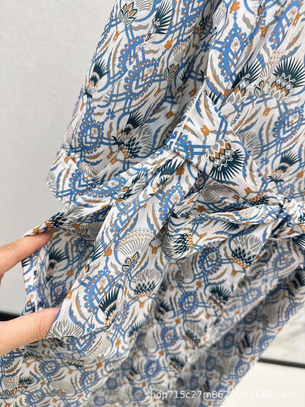 深センNanyou 25初秋の気質豪華でエレガントな南フランスの高級トーン花柄プリントロング長袖ドレス|undefined