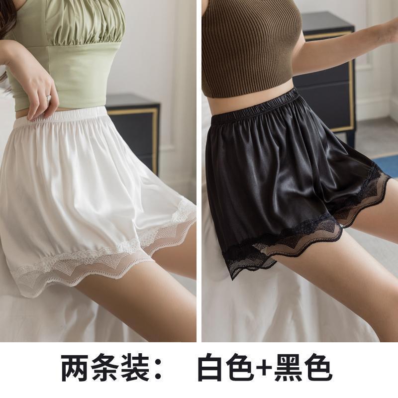 女性用夏用レースパンツ、露出防止、新作レギンス、カールしない大きいサイズの安全パンツ、アイスシルクホームパジャマ|undefined