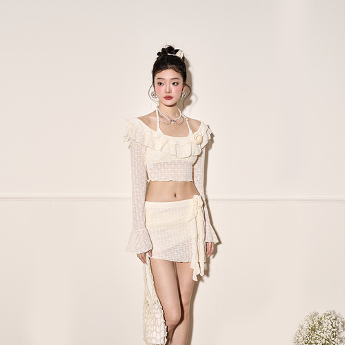 Item: 25th New Model High-Appearance Bikini Set, Exquisite Pure Desire Conservative Long-Sleeve Sun Protection Resort Lace Swimsuit for Women