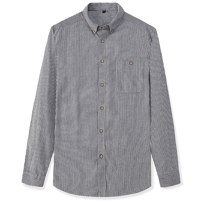 Dongyu camisa de rayas de primavera y verano para hombres camisa de manga larga japonesa cuello cuadrado Camisa de rayas casual en stock al por mayor