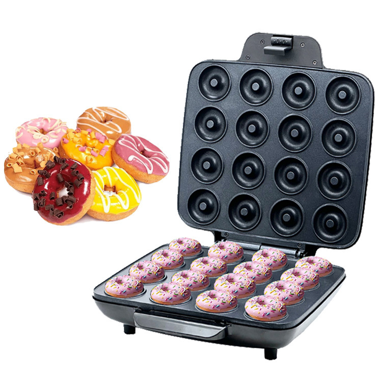 Transfronterizo 16 agujeros máquina de donut de calefacción doméstica doble cara máquina de desayuno máquina de postres máquina de pan de comida rápida exportación de comercio exterior image 4