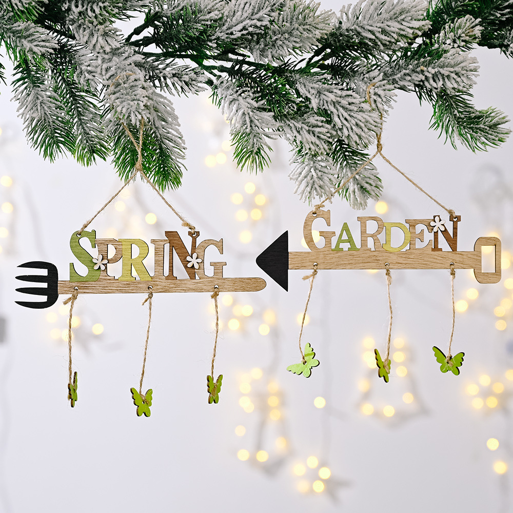 跨境新款复活节装饰用品木质复活节挂件创意字母挂件原色箭头挂件