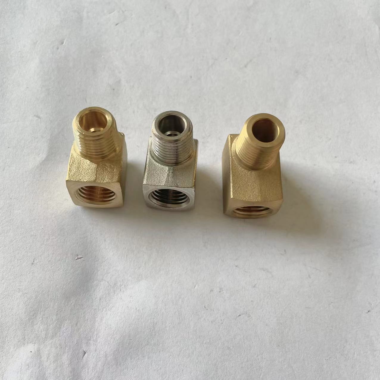 现货 空压机单向阀连接接头 美式NPT黄铜弯头 三通 铜接头 弯头