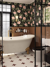 法式复古奶油焦糖棕色卫生间瓷砖阳台厨房防滑地砖厕所浴室墙花砖