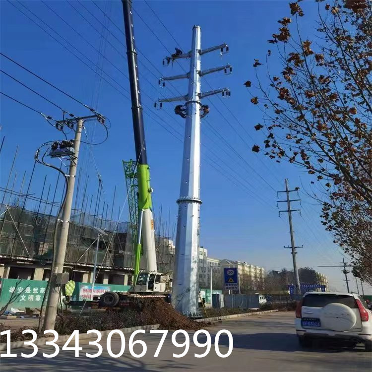 110KV电力钢杆 直线钢制电力杆 单回路钢管杆 输电钢杆 价格批发