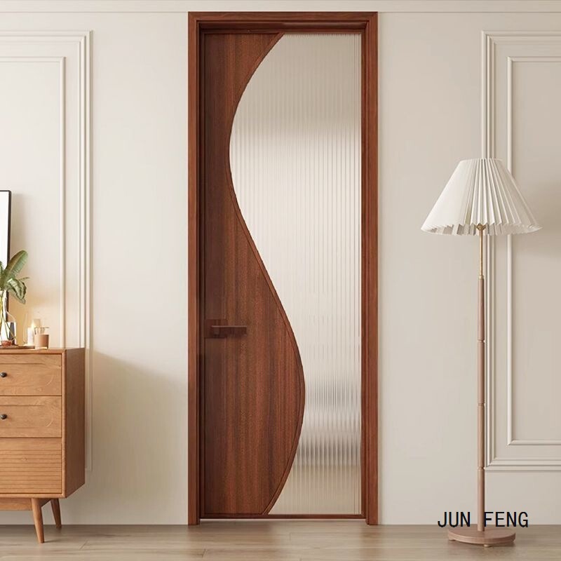 French Retro Door Bathroom Balcony Kitchen Toilet Door Cream Style Aluminum Alloy Indoor Glass Flat Door