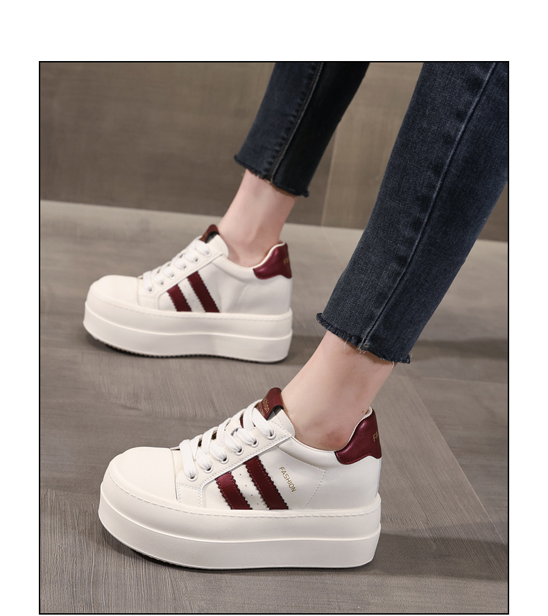 Giày sneaker nữ đế dày tăng chiều cao bên trong, form thể thao mùa xuân — Màu đỏ be chi tiết 15