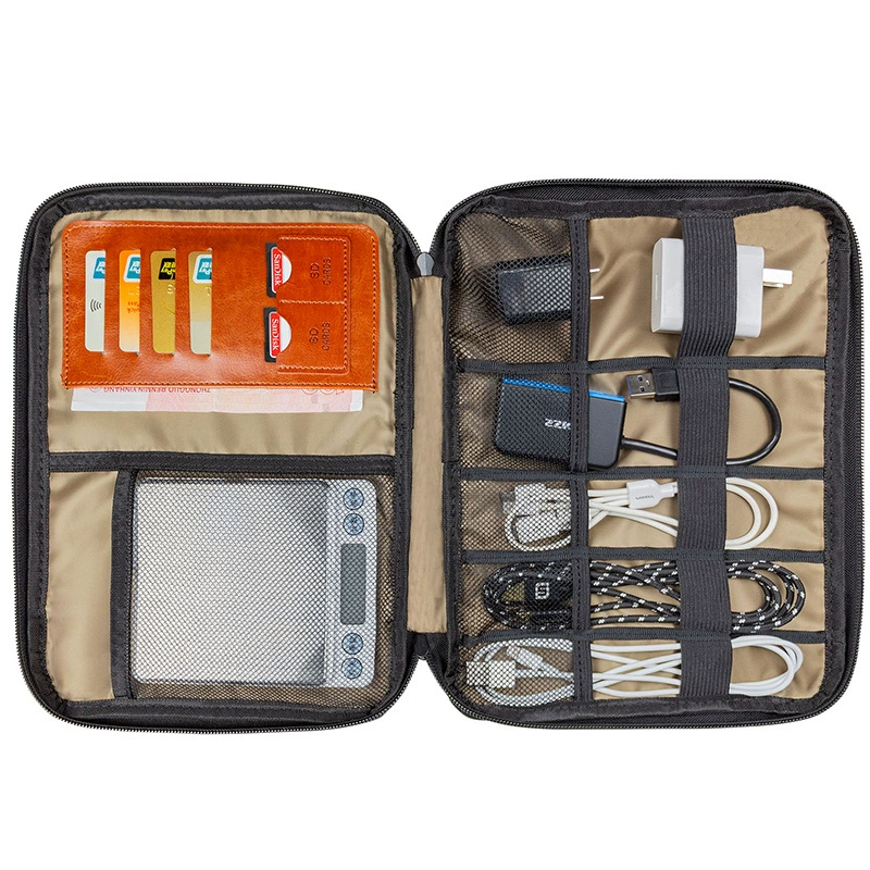 Neutral Universal Travel Organizer Bag for Electronics and Chargers – Black or Grey, 28×22×3 cm