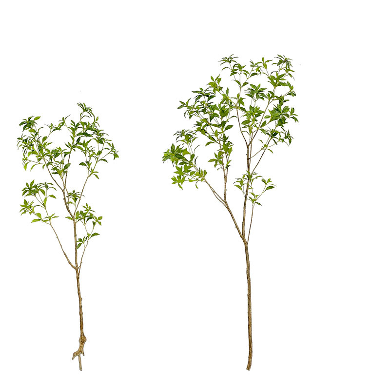 Artificial japonés borracho madera campana hoja árbol artificial sola gran rama planta verde planta maceta recepción ventana Decoración