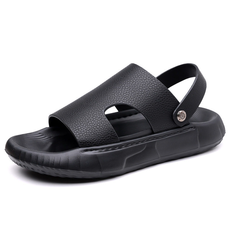 Dép sandal nam da bò lớp đầu mũi hở đế dày, dép đi biển da mềm đế êm — GA05 màu nâu, GA05 màu đen