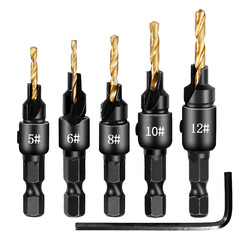 Woodworking countersink bit hex shank countersink drill titanium limit holder twist drill set cone hole drill reamer