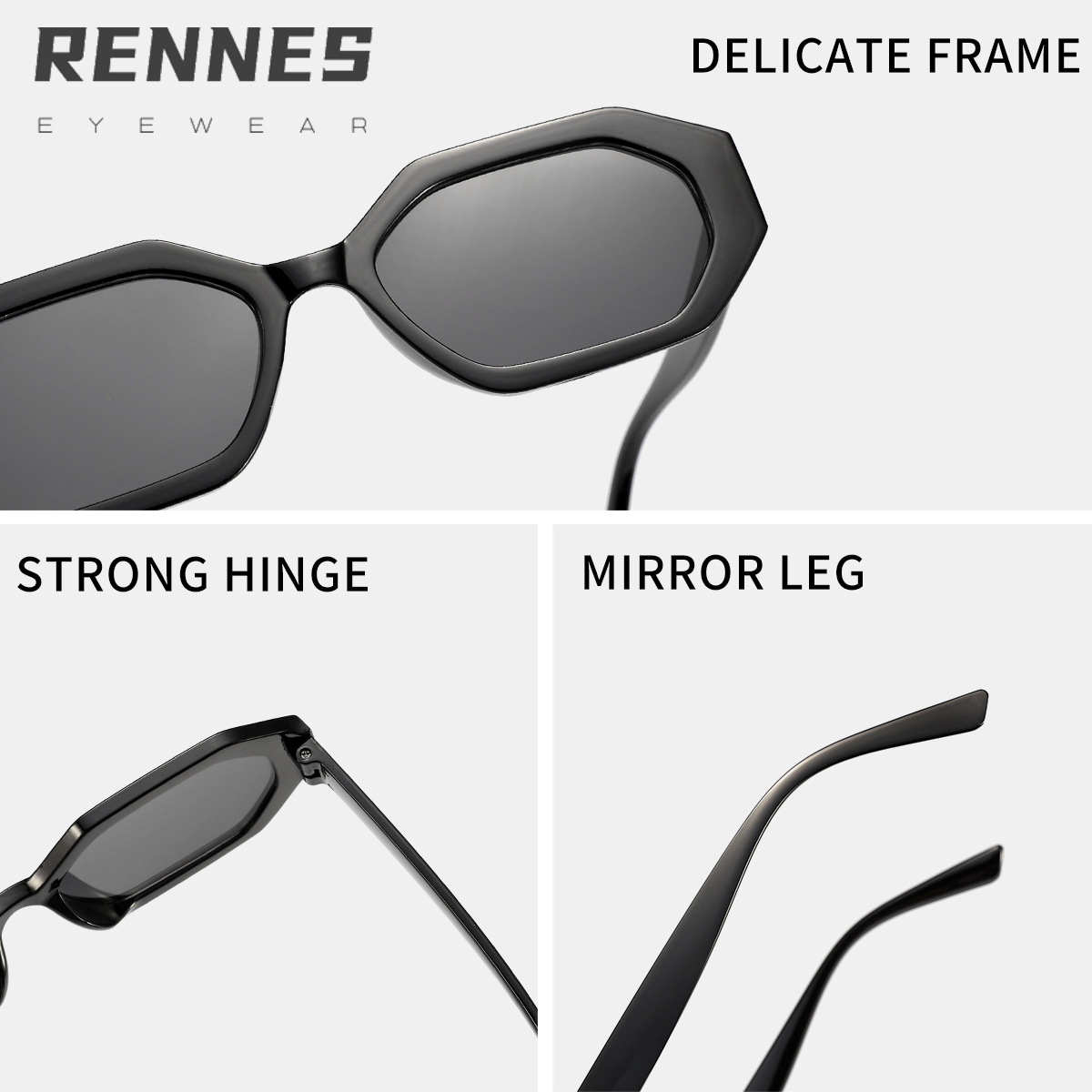 2025 Gafas de sol de montura pequeña livianas de moda para hombres y mujeres Gafas de sol de alta calidad para exteriores geométricas irregulares europeas y americanas