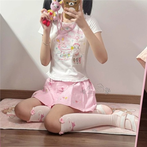 Chloe Hui Japanese-style versatile cartoon soft cute combed cotton bunny bear soft girl versatile Lolita knee-high socks for spring and summer