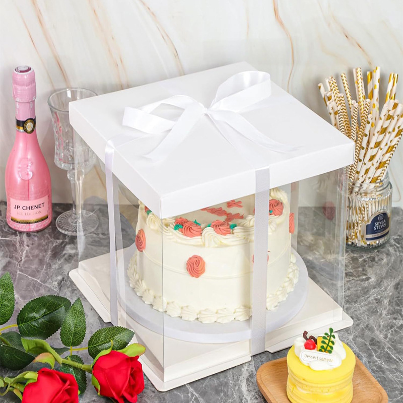 Caja de pastel de cumpleaños totalmente transparente caja de embalaje caja de regalo baloncesto de cumpleaños caja de regalo de graduación regalo rojo neto de regalo