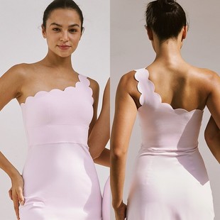 Lace Slant Shoulder Sportswear Women's Tight-fit Yoga One-piece Fitness Tennis Dress with Chest Pad