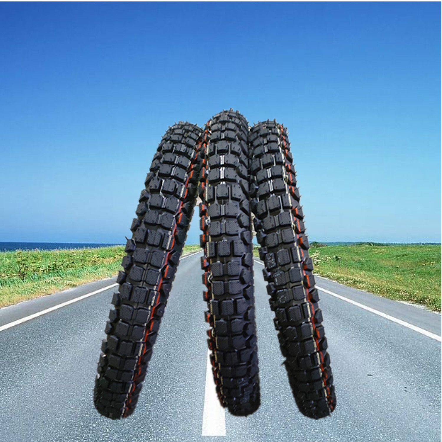 3.00- 17  摩托车轮胎，真空胎 ，天然橡胶内外胎